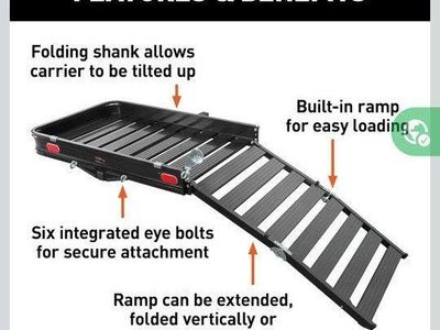 CURT 18112 - Aluminum Hitch Cargo Carrier With Ramp for 2" Receivers - 50" x 30", 500lb Capacity - FREE DELIVERY up to 50mi
