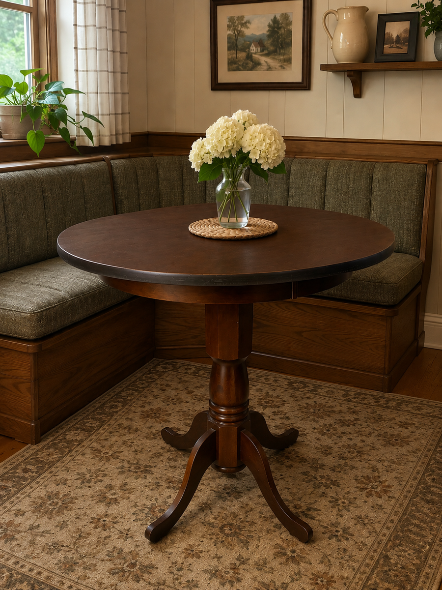 Solid wood pedestal table