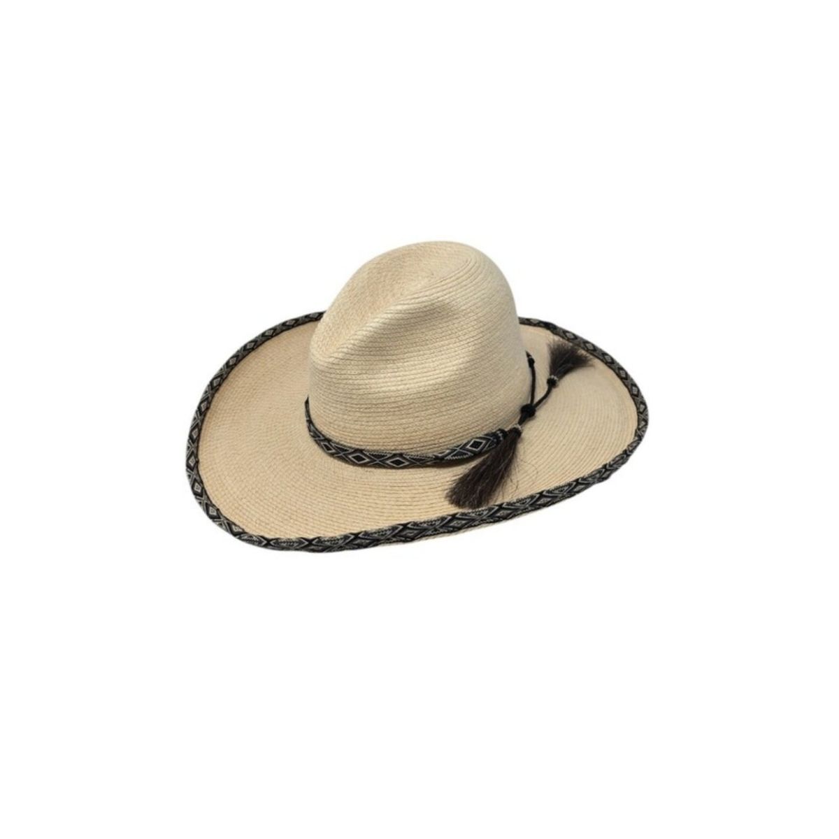 NEW SunBody Guatemalan Palm Black Diamond Gus 4" Brim Sun Hat 6 7/8 Tassels