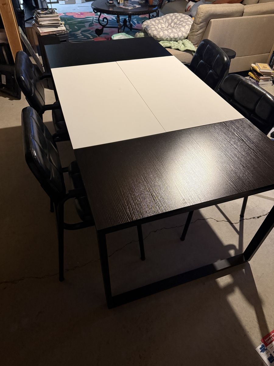 Modern Black and White Game Table with Matching Black Chairs Set