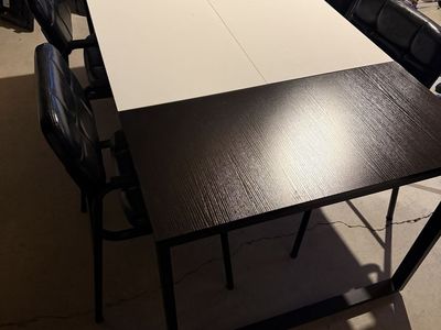 Modern Black and White Game Table with Matching Black Chairs Set