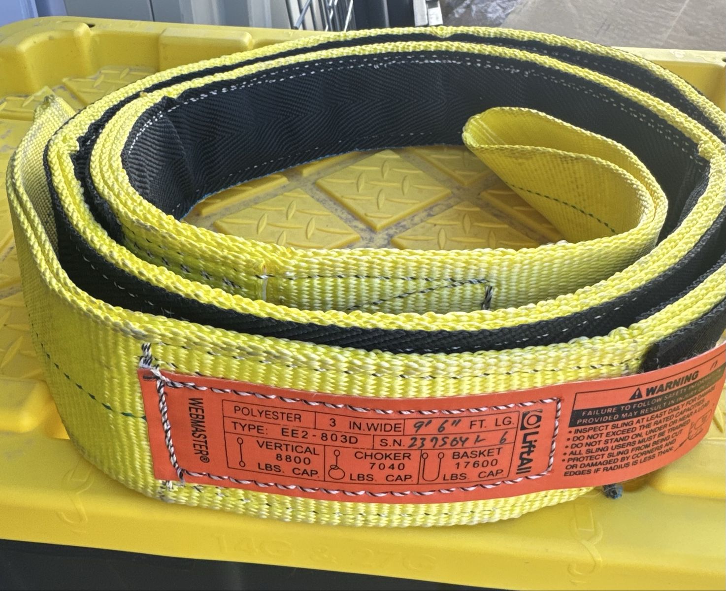 Lift-All Webmaster Polyester Web Sling, Eye/Eye, 2-Ply, 3 in. Width by 9 foot long