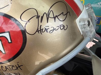 San Francisco 49ers Signed The Catch Helmet with Dwight Clark & Joe Montana