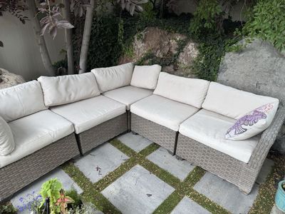 Configurable Patio Sectional Sofa - Wicker Base, Removable Washable Covers