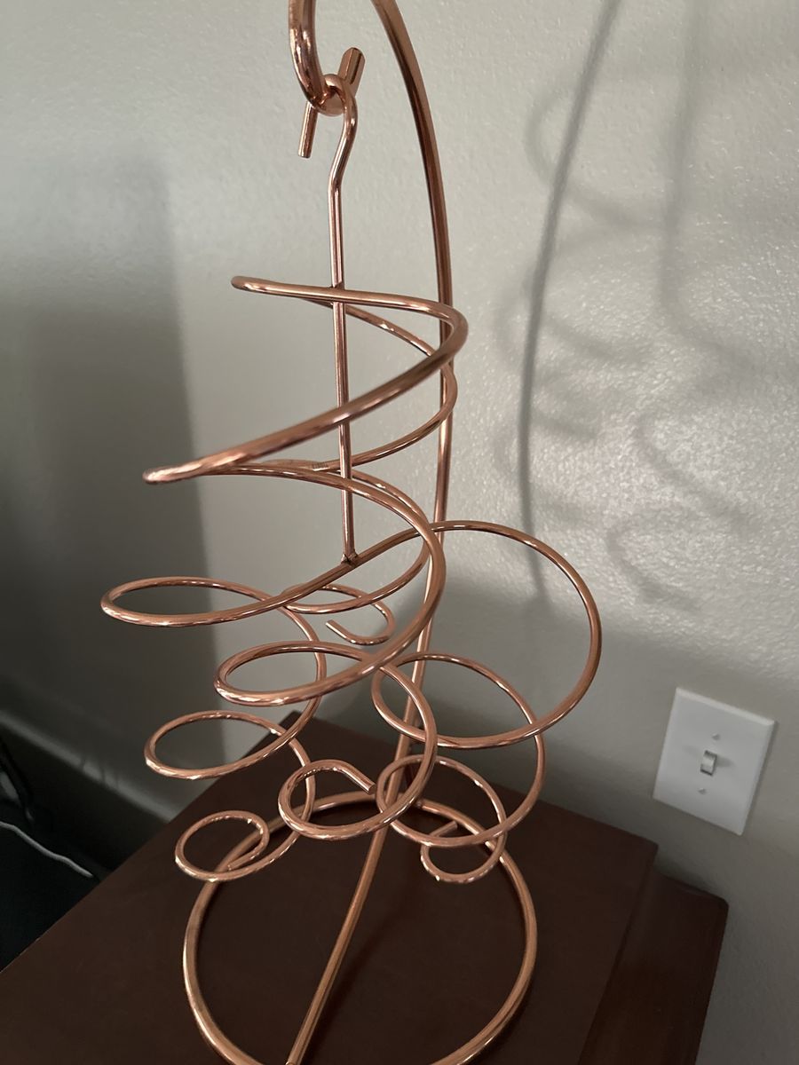 Copper Spiral Wine Rack - Holds 4 Bottles - Unique & Decorative Tabletop Storage