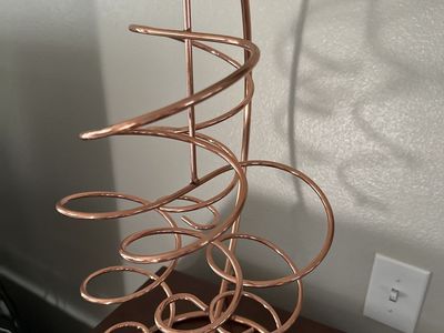 Copper Spiral Wine Rack - Holds 4 Bottles - Unique & Decorative Tabletop Storage