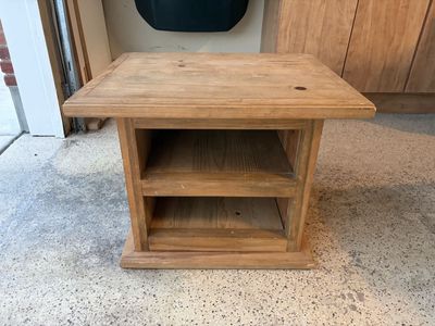 Wooden End Table / Nightstand with 2 Shelves