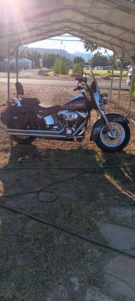 Harley-Davidson Fat Boy Motorcycle - Custom Paint, Leather Saddlebags, Windshield