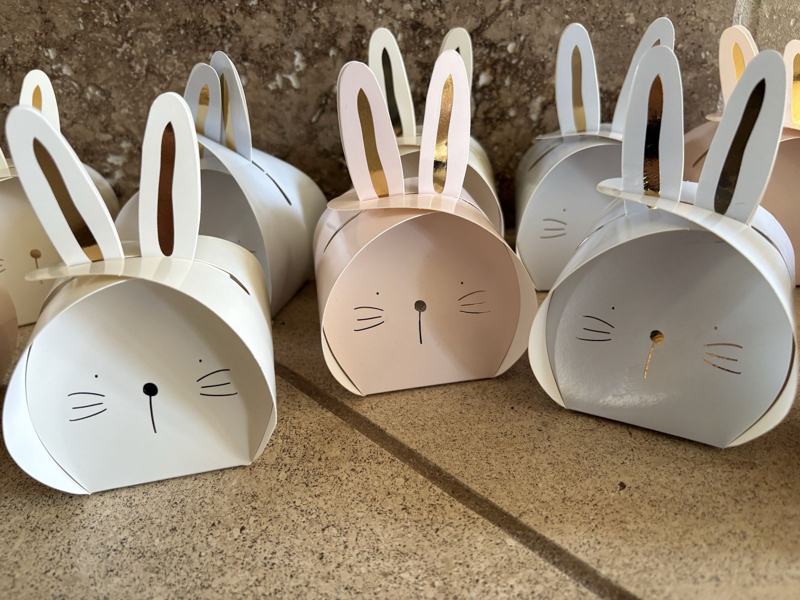 Lot of 11 Paper Bunny Treat or Favor Boxes