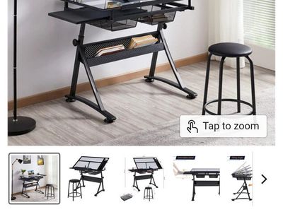 NEW Yaheetech Glass Drafting Table