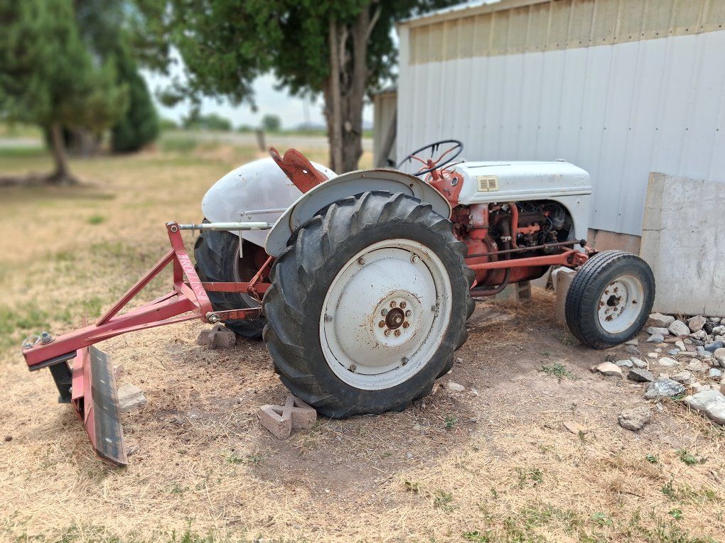 Vintage Ford 8N Utility Tractor with Rear Scraper Blade Attachment