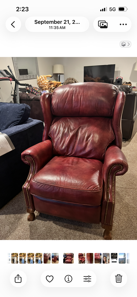 Red Leather Recliner Wing Chair