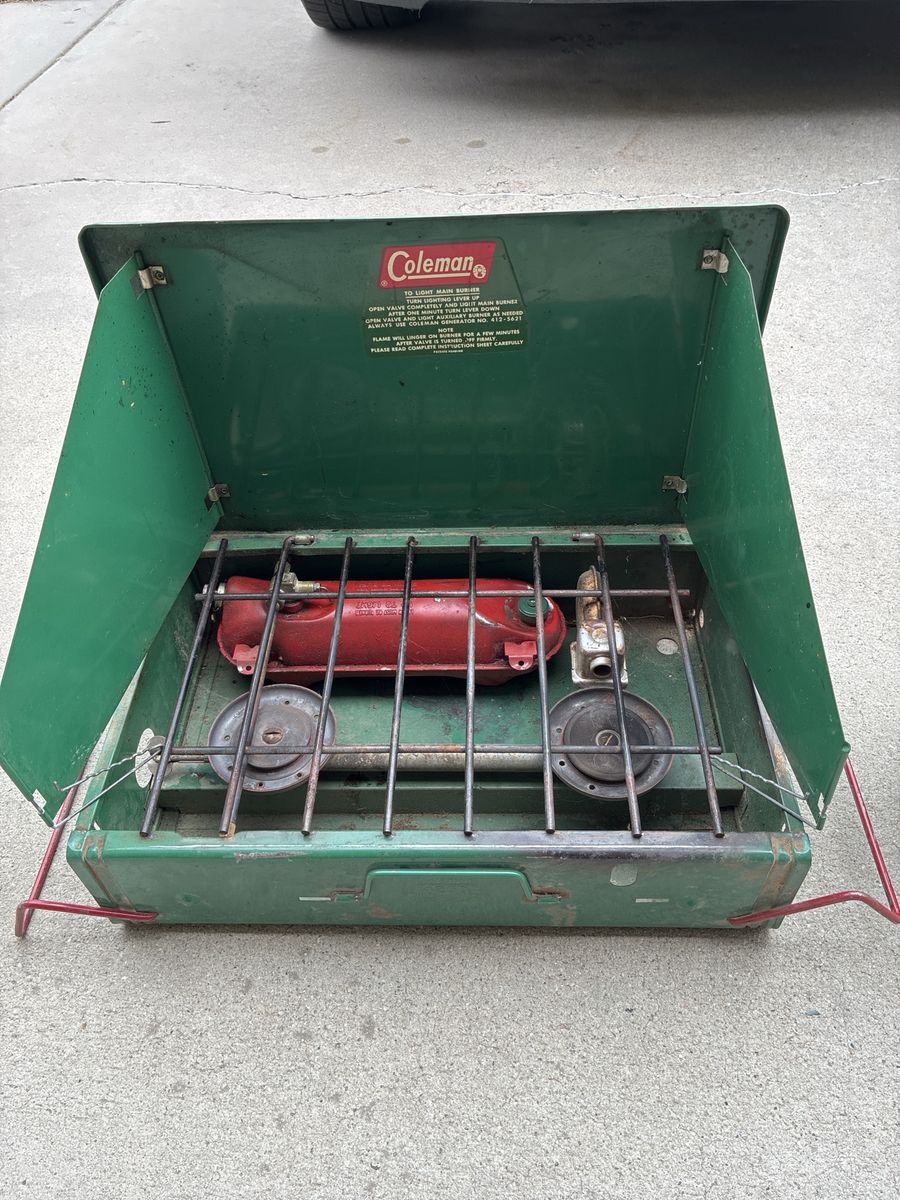 Vintage Coleman 425D Two Burner Camp Stove & Lantern - Classic Green Made in USA