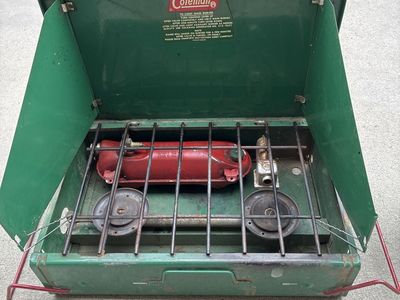 Vintage Coleman 425D Two Burner Camp Stove & Lantern - Classic Green Made in USA
