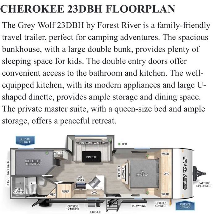 Forest River Grey Wolf 23DBH travel trailer