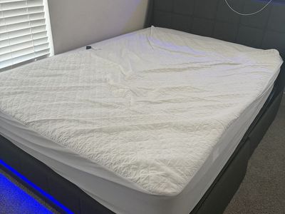 LED full-size bed with mattress