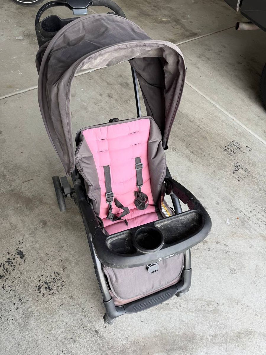 Baby Trend stroller, pink/gray
