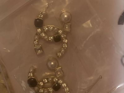 14k Gold CC Logo Earrings with Diamonds and Pearls - Women's Name Brand Jewelry earrings!