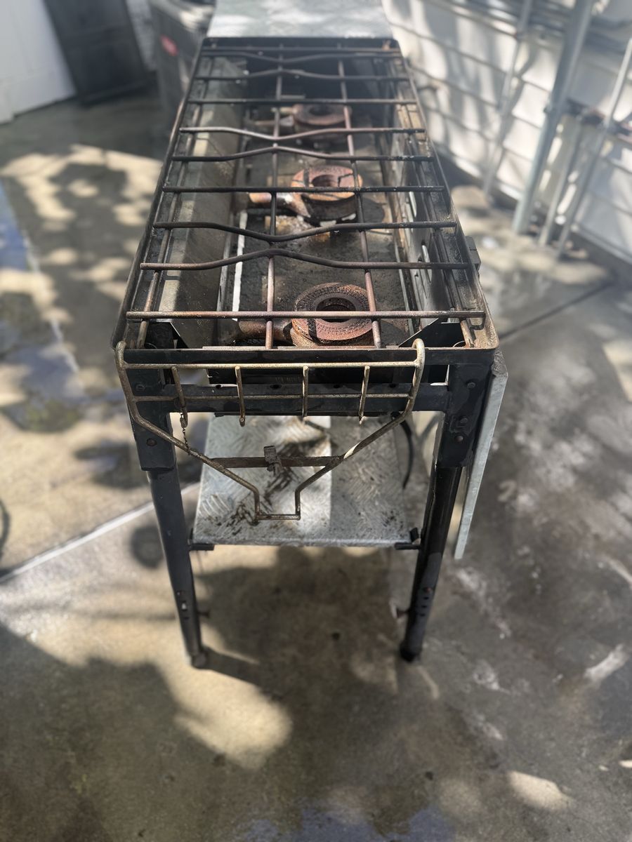 Outdoor Camping Stove 3-Burner Propane Cooker with Side Tables and Storage Shelf