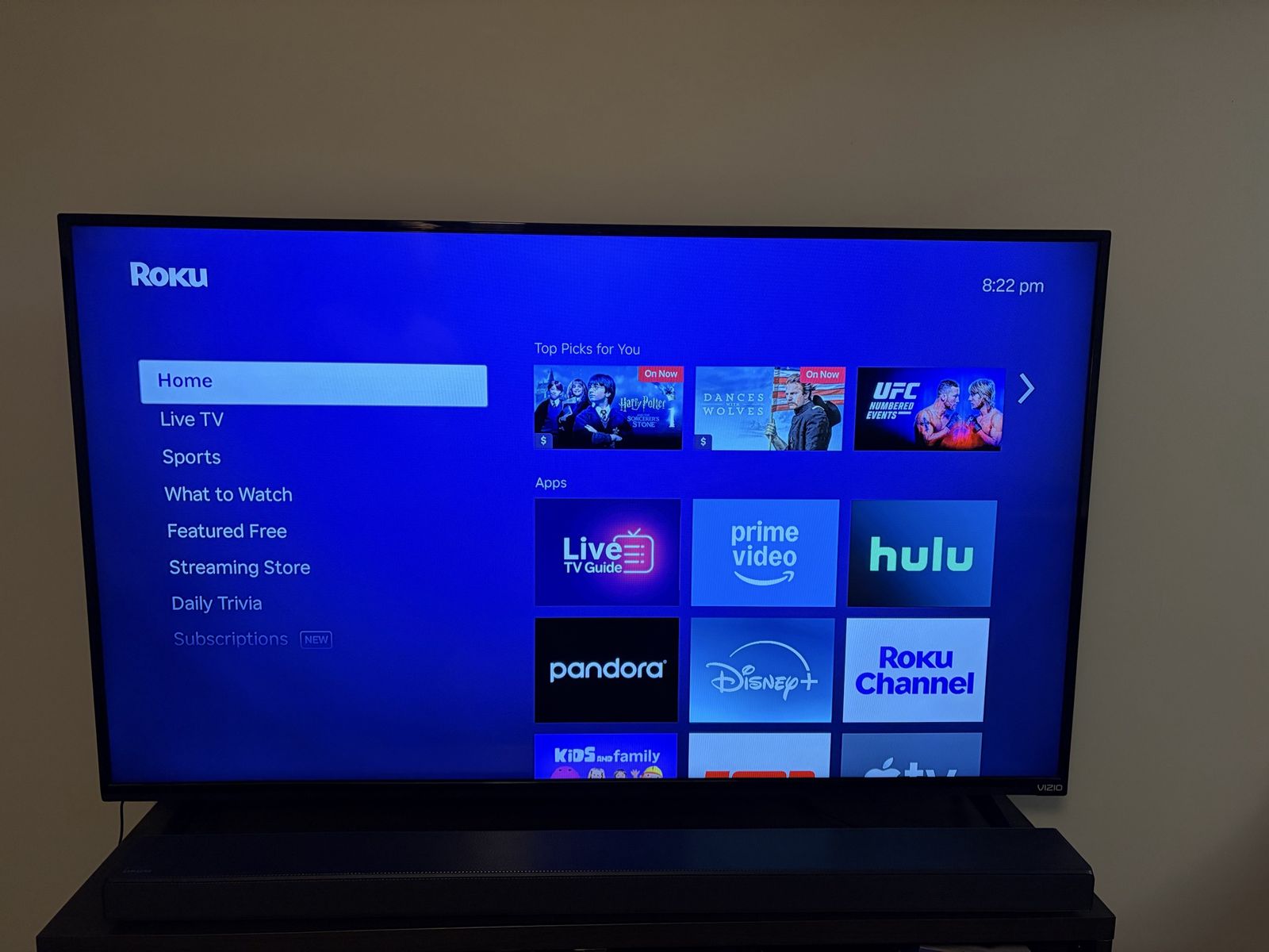 VIZIO TV with samsung soundbar and subwoofer