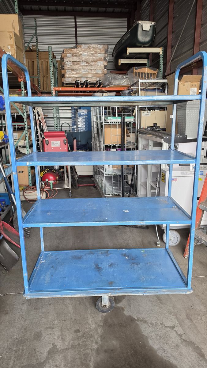 Metal rolling shelf unit center wheel 4 solid shelves