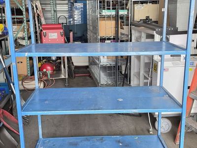 Metal rolling shelf unit center wheel 4 solid shelves