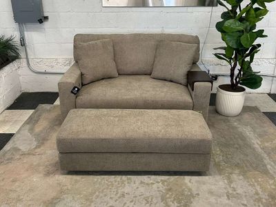 BRAND NEW W/ TAGS!! COSTCO THOMASVILLE GILROY FABRIC OVERSIZED STORAGE CHAIR & STORAGE OTTOMAN!!