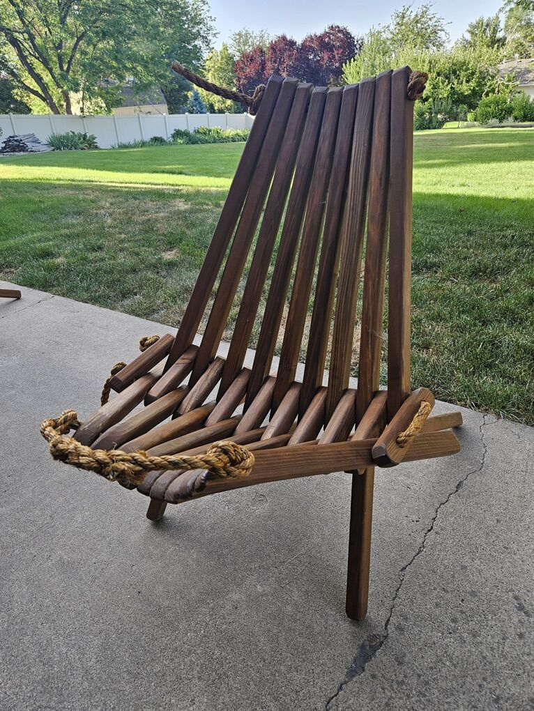 Wood And Rope Chairs - Five Available