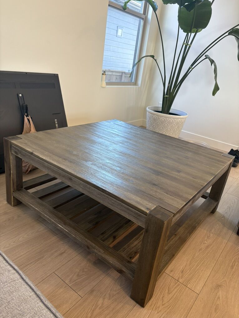 Modern Wood Coffee Table with Storage Shelf