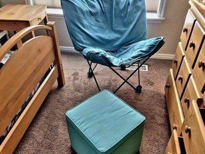 Teal Butterfly Chair and Storage Ottoman