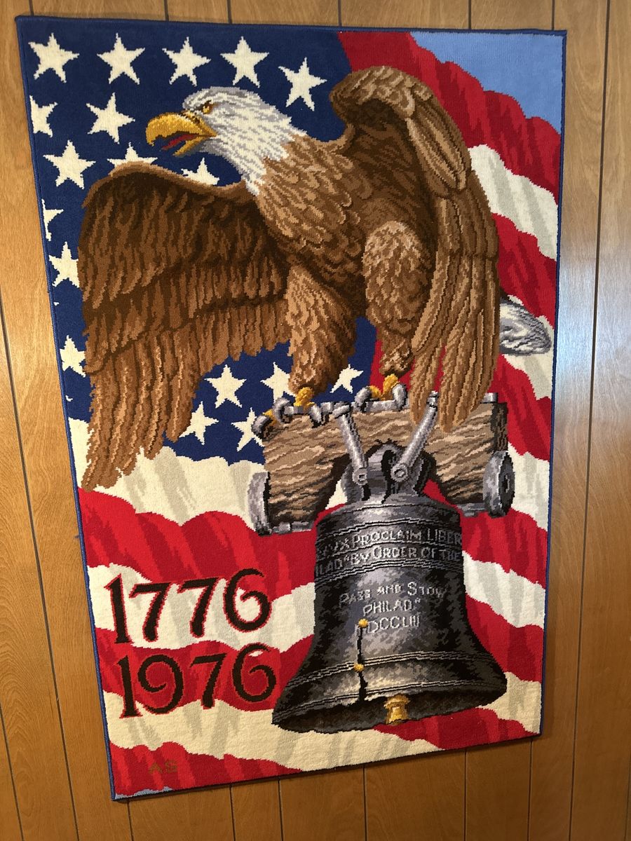 Vintage 1976 Bicentennial Liberty Bell & Eagle Wall Tapestry - American Flag Design 36x24"