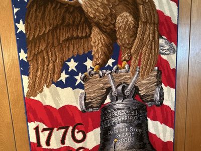 Vintage 1976 Bicentennial Liberty Bell & Eagle Wall Tapestry - American Flag Design 36x24"