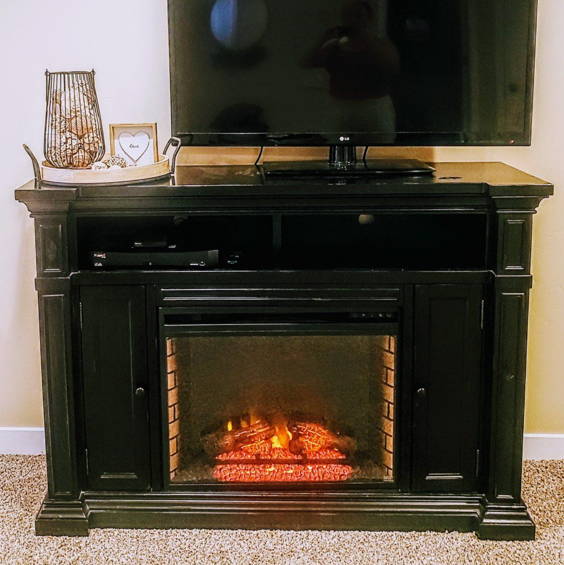 Black 58" Electric Fireplace/TV Stand