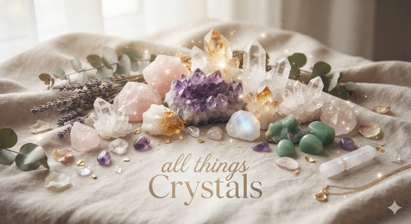 Assorted Natural Healing Crystals & Stones - Rose Quartz, Amethyst, Citrine, Quartz, Aventurine