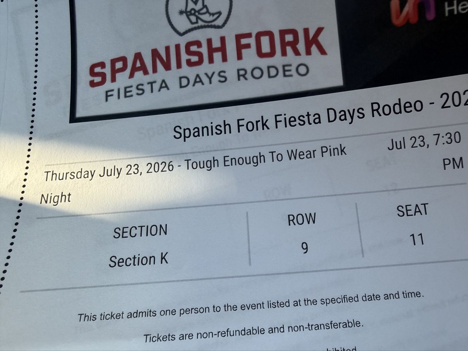 4 Spanish Fork Fiesta Days Rodeo 2026 Tickets - Tough Enough To Wear Pink Night Section K