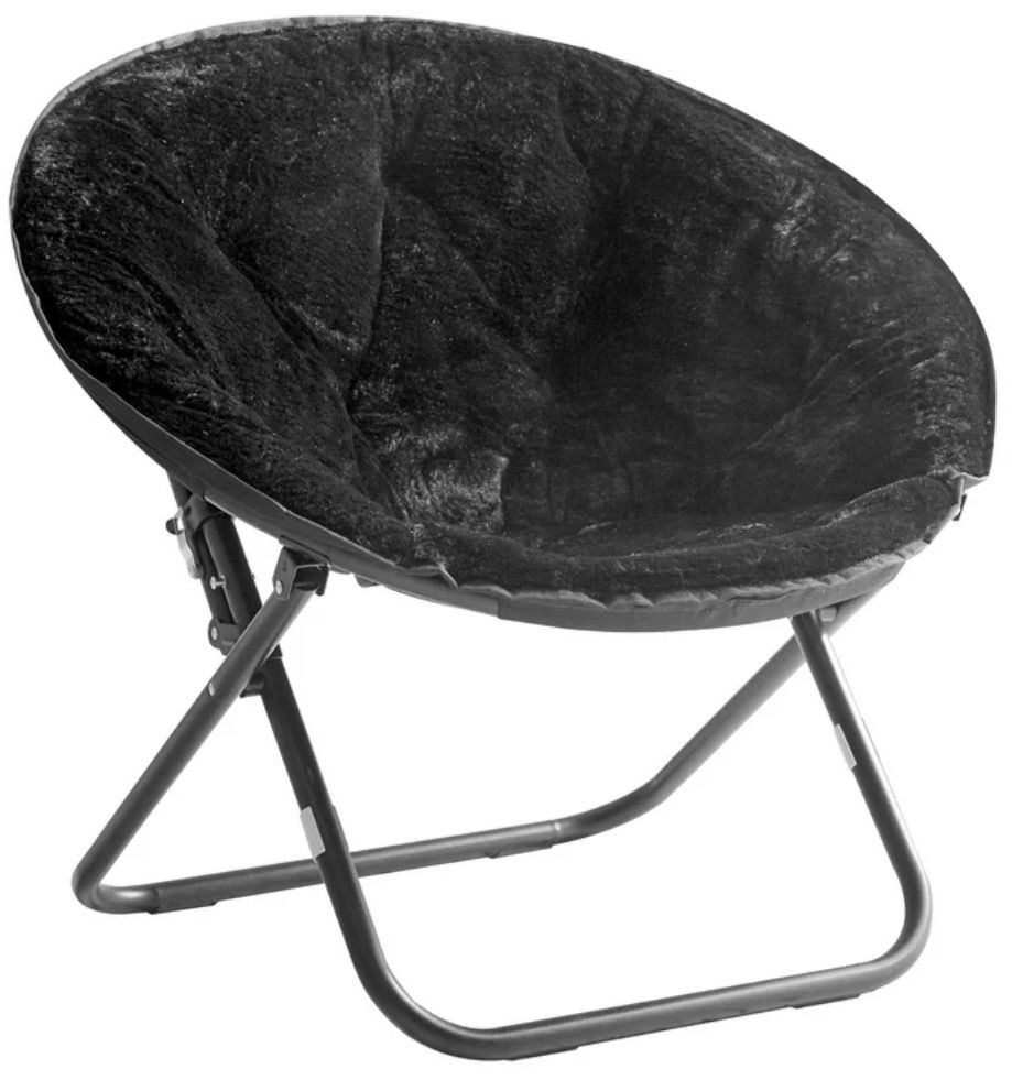 Mainstays Faux Fur Saucer™ Chair, Black + Black Fr