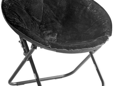 Mainstays Faux Fur Saucer™ Chair, Black + Black Fr