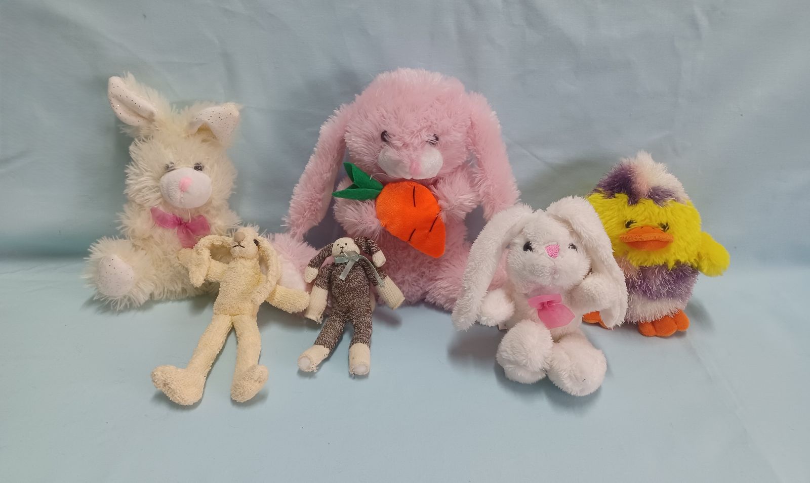 New!  Easter Stuffed Plush Bunny/Rabbits and Egg-chick – Set of 6