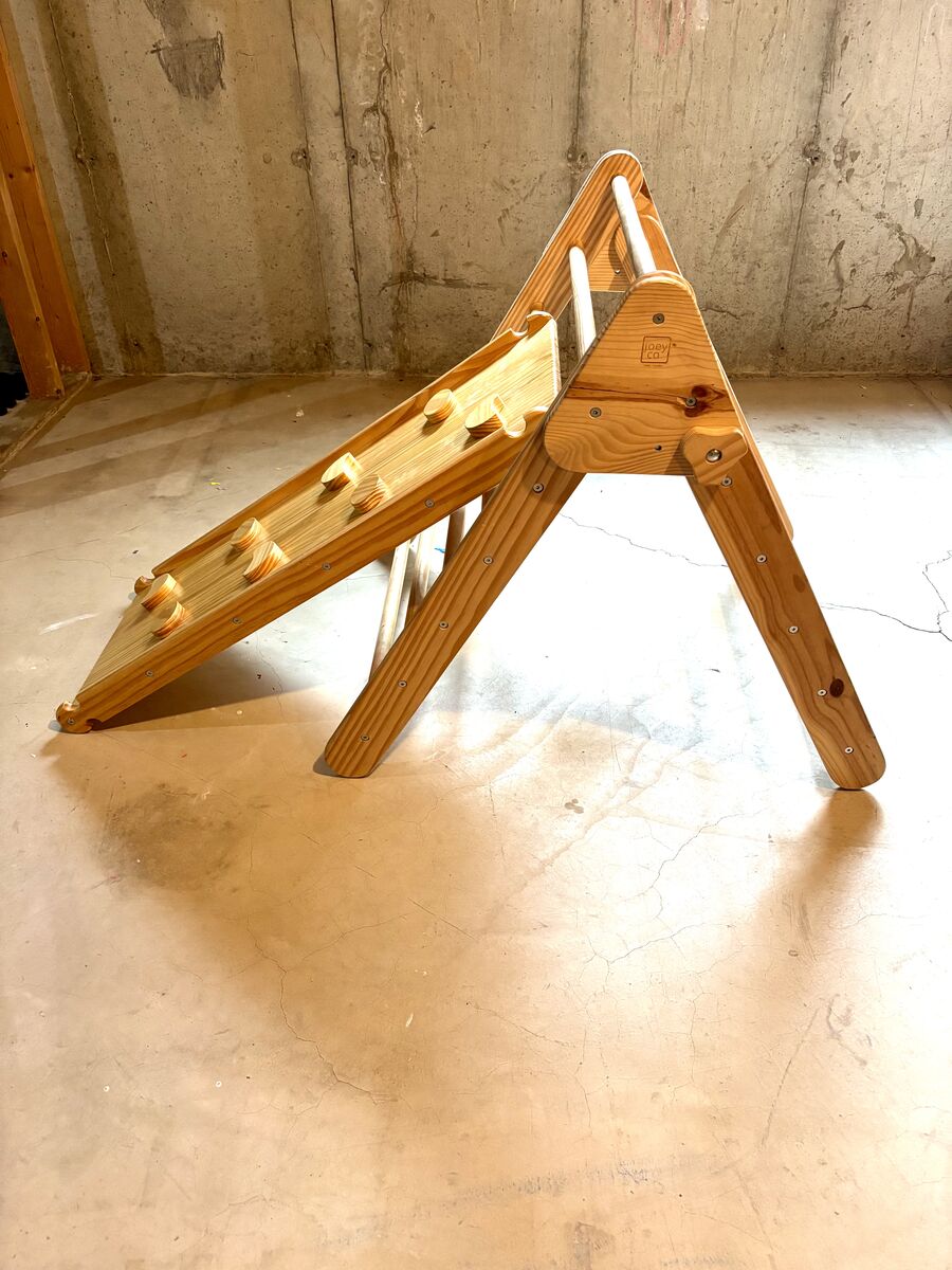 Pikler Triangle with Reversible Climbing Wall and Slide