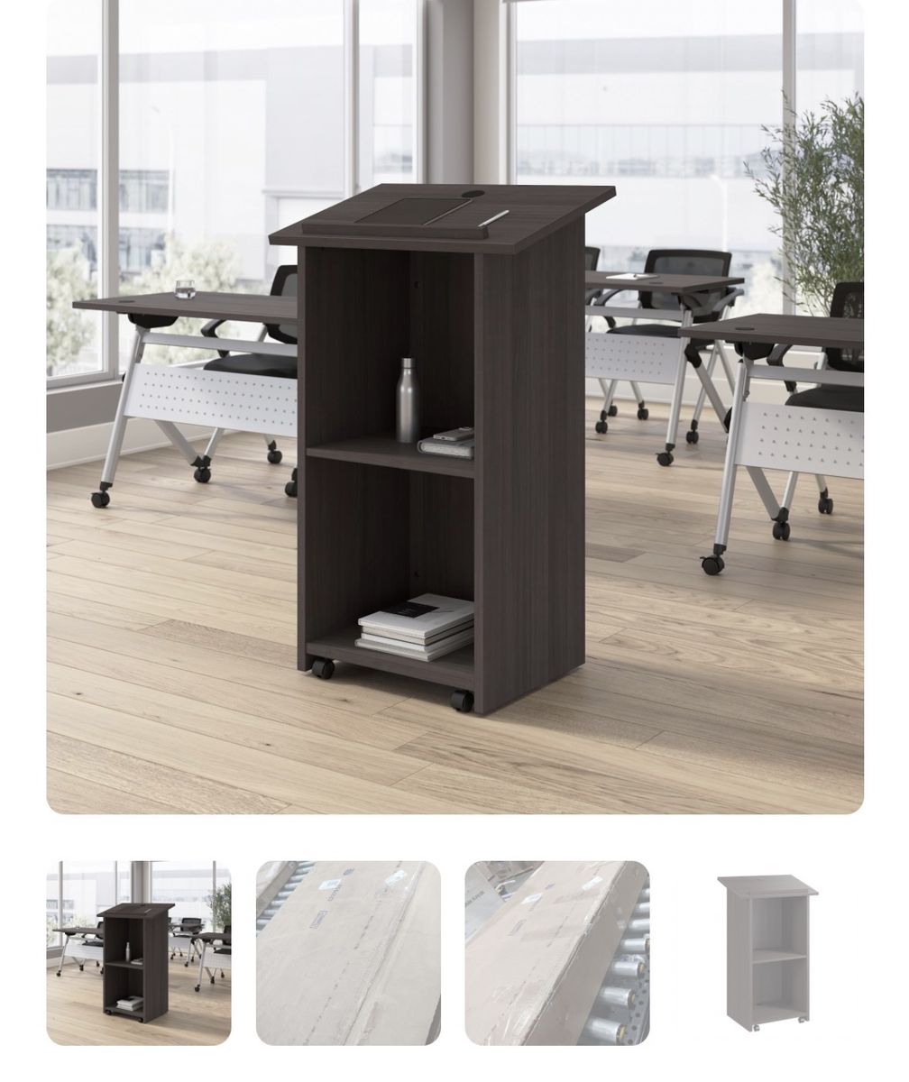 Rolling Presentation Podium / Lectern w/ Shelf – N