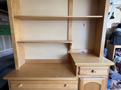 Wood Hutch with Drawers and Shelves - Light Brown Storage Cabinet