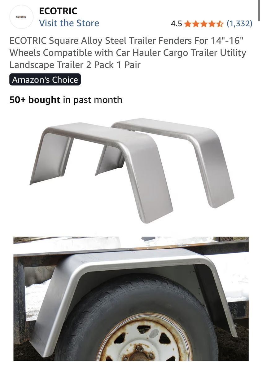 Alloy Steel Trailer Fenders for 14"-16" wheels
