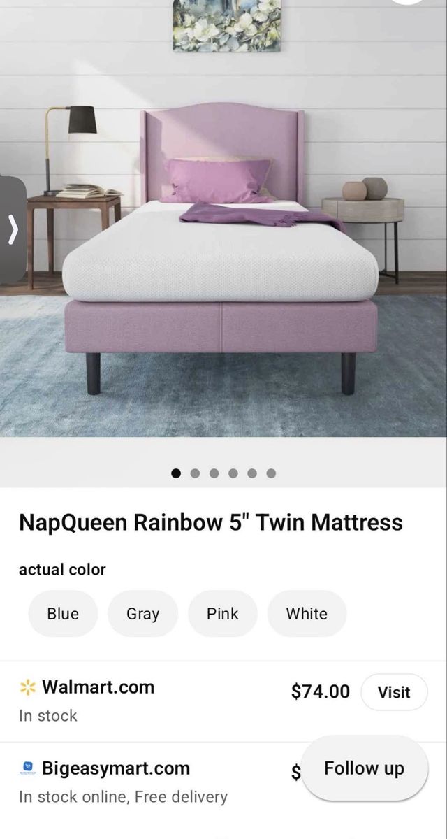 NapQueen Rainbow 5" Twin Mattress, New in Box, Rolled Foam Mattress