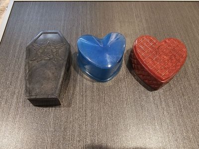 Handmade Resin Trinket Boxes - Coffin and Heart Shaped Set of 3