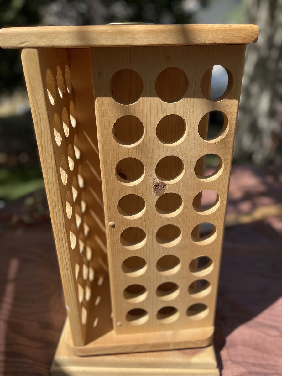 WOODEN ROTATING BOTTLE ORGANIZER