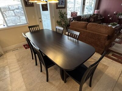 Beautiful Black Wood Rectangular Dining Set