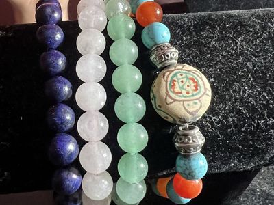 Assorted Gemstone Beaded Stretch Bracelets - Lapis Lazuli, Rose Quartz, Aventurine, Turquoise Mix