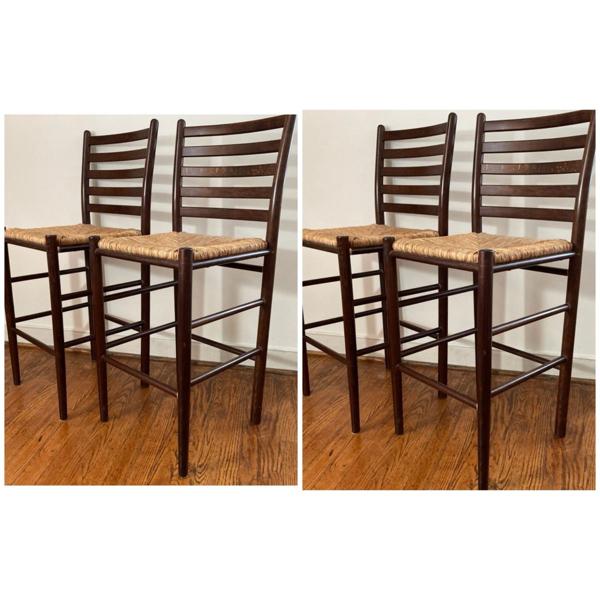 Vintage Boho Ladderback Italian Bar Stools Charlotte Perriand Style