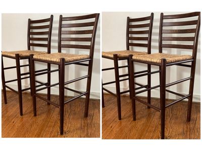 Vintage Boho Ladderback Italian Bar Stools Charlotte Perriand Style