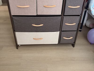 Fabric Storage Dresser with Multiple Drawers and Wood Top